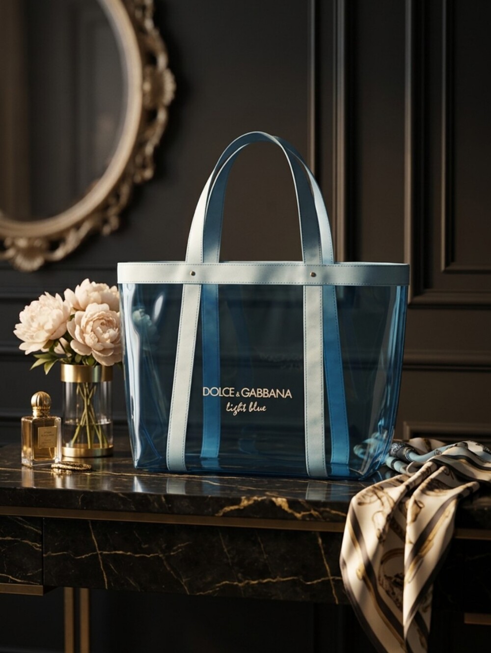 Dolce & Gabbana Light Blue Transparent Tote Bag